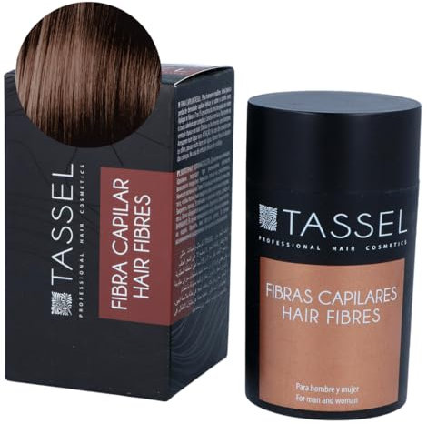 TASSEL | Fibras capilares | Microfibras para cabello y barba con dosificador basico | Disimula la perdida del cabello calvicie densidad capilar (1, CASTAÑO OSCURO)