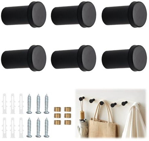 6 Piezas Gancho Pared Negro Círculo Colgador Toalla Baño, Percha Baño Acero Inoxidable 36mm, Colgador Pared Tornillo Perchas Cuelga Toallas Baño Ganchos para Abrigo Bata, Gancho Ropa con Tornillos