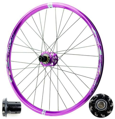 ZECHAO Fahrrad Doppelwand-Hinterrad,26/27,5/29 Zoll Scheibenbremse 4 Lager 32H Steckachse/Schnellspanner 7-12 Gänge 9 Krallen 6 Zähne Turmbasis Wheelset(Purple-12 * 142mm,27.5inch)