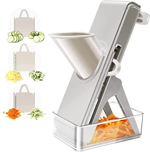 CVNIMV Vegetable Slicer for, for Vegetables Cutting Frozen Meal or Sausages Chopper, Mandoline and Julienne Slicer with Container, Thickness Adjuster Multi Blades
