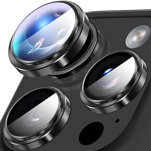 Diruite Protection Objectif Camera pour iPhone 16 Pro/16 Pro Max | Verre Trempé 9H HD,Convexe Alliage D'aluminium Anti Rayures,Gardez le Tir Original,Forte Adsorption,Titane Noir