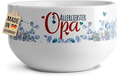 Print Royal PR Müslischale mit Spruch - Allerbester Opa - Persönliches Geschenk für Opa zum Geburtstag, Weihnachten, Vatertag | Keramik, 500 ml