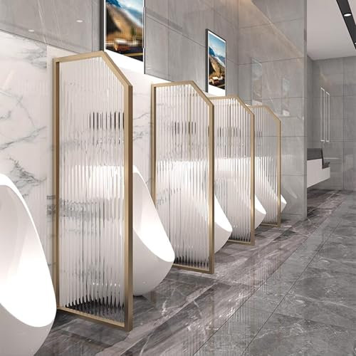 Öffentliche Toilette Männer-Toilette Urinal-Glas-Trennwand,Urinal-Sichtschutz,47,2 Zoll Hohe Wandmontierte Toiletten-Trennwand for Einkaufszentren,Restaurants Und Andere Öffentliche Toiletten(Gold,4pi