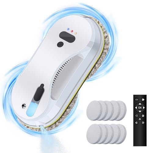 Fensterreinigungsroboter, 3800 Pa, mit Sprühfunktion, 40 ml, automatischer Fensterreiniger mit Fernbedienung und 12 Tüchern, für alle glatten Oberflächen
