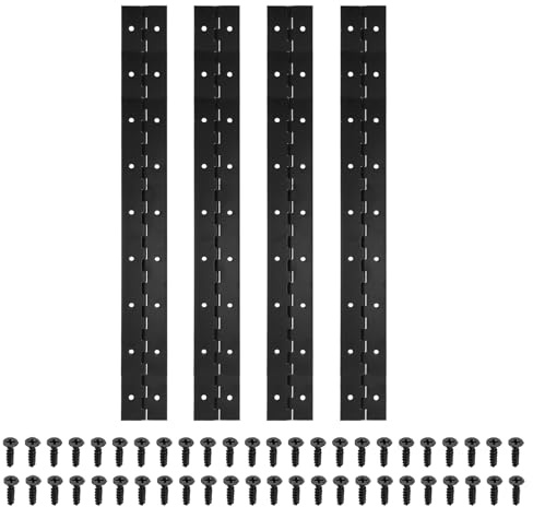 PATIKIL Bisagra De Piano De 18x2 Pulgadas, Paquete De 4 Bisagras Continuas De Acero Inoxidable 304 Con Agujeros Para Puerta De Piano Caja De Almacenamiento De Madera Gabinete Barco, Negro