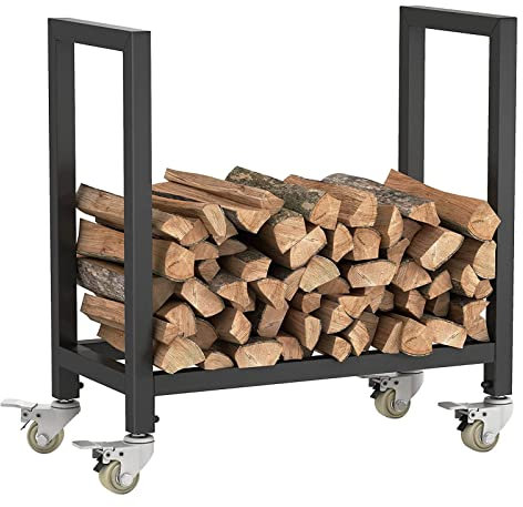 VDLLQYN, Portalegna da ardere Portalegna da esterno con 4 ruote Portalegna da ardere in ferro battuto Portalegna da ardere, Portalegna da ardere da esterno, Portalegna da ardere ，Rastrelliere per legn