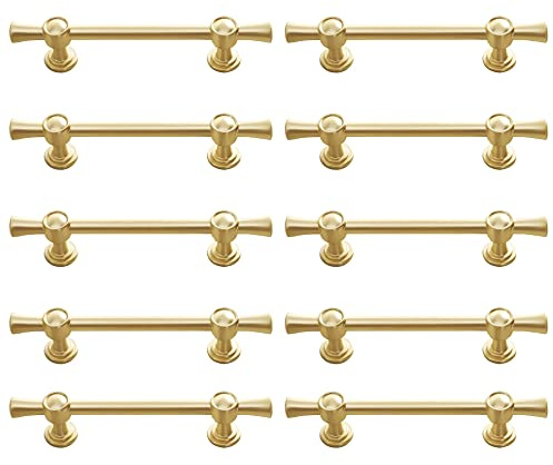 Maniglie for armadietti, Confezione da 10 maniglie for armadietti 5 Maniglie for cassetti spazzolate al centro con foro Hardware in acciaio inossidabile massiccio con viti for cassettiera, guardaroba