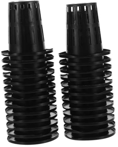KONTONTY Pots en Filet Hydroponiques 100 Pcs pour Jardin Et Balcon, Plastique Noir 70 Mm, Panier De Plantation Contrôleur De Racines, Ventilation Racinaire Améliorée, Usage Jardinage Hydroponique
