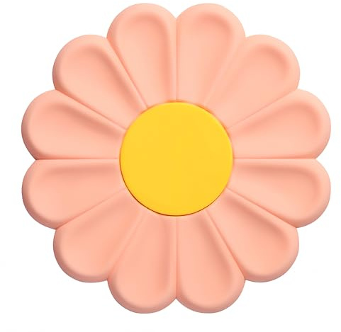 17cm Dessous de Plat pour Casseroles et Plats Chauds, Support de Casseroles en Silicone Flexible, Coussinets Chauds Antidérapant pour la Cuisine, Tapis Résistant à la Chaleur (Rose)