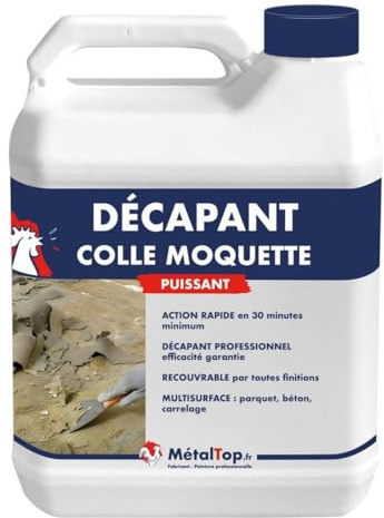 Metaltop - Decapant Colle Moquette - 1 L - Élimine les résidus de colle de moquette sur béton, bois et carrelage.