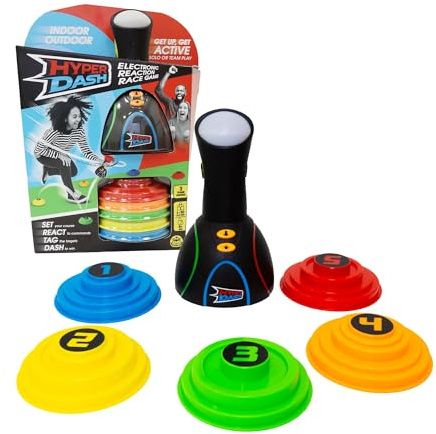 Famosa Hyper Dash - Juego de Velocidad y Agilidad de 1 a 10 Jugadores, Incluye 3 Modalidades, Señales de Colores y Rutas Personalizables, para Uso Interior y Exterior, (HYP01000)