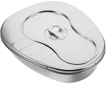 minkissy Padella per Anziani in Acciaio Inossidabile, con Coperchio, Grande Capacità, Portatile, per Case e Case di Riposo