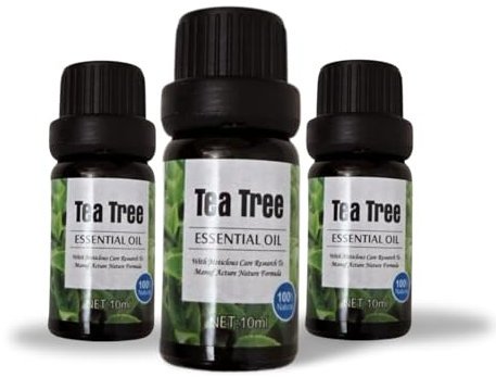 Huile Essentielle de Tea Tree 100% Naturelle – Lot de 3 x 10 ml – Pressée à Froid – Arbre à Thé Pur – Soin Peau, Ongles, Acné, Diffuseur, Aromathérapie