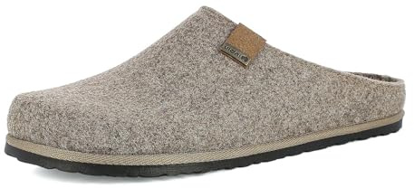 inblu Homme Pantofole Uomo Ecofriends Con Plantare in Vera Pelle Imbottito Estraibile Chausson, Taupe, 43 EU