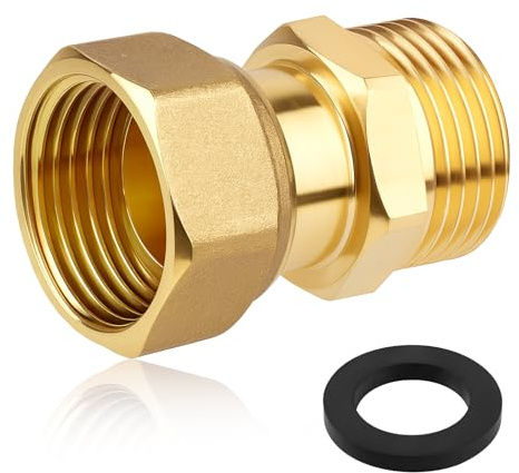 Messing Beweglich Verschraubung Durchgang (G3/4 AG Ø 25,7mm x IG Ø 24mm), DN20 Messing Verschraubung 3/4 Zoll Verlängerung, Verschraubungen mit Dichtungsringe