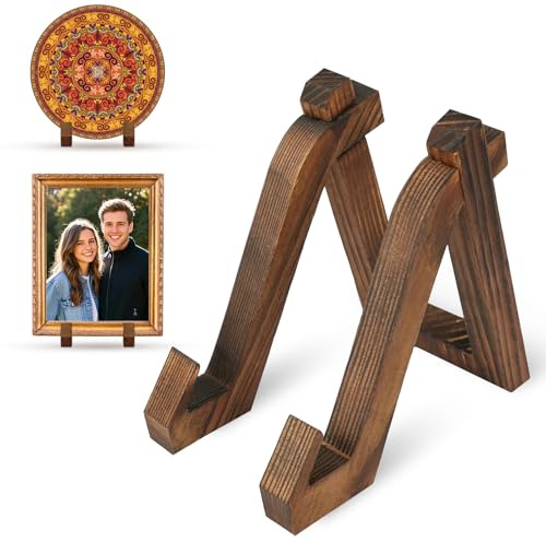HOTUT Plate Display Stand,6 Inch Wooden Plate Holder for Displaying,Tabletop Picture Stand,Decorative Plates Dish and Tabletop Art for Display Pictures,Photo Frames,Book,Decorative Plates,Plaque