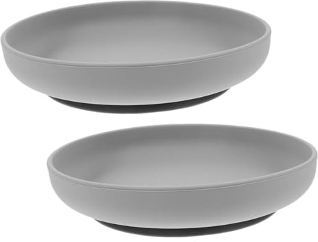 Toyvian Assiette Silicone Antidérapante à Ventouse 2 Pièces pour Personnes Handicapées et Seniors Adaptée aux Patients en Ehpad et Hôpital Gris Foncé