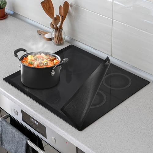 Large Mesh Induction Hob Protector Mat, 63x53cm Magnetic Silicone Induction Hob Cover, Heat Resistant & Scratch Induction Stove Mat, Multi-Functional Kitchen Mat for Induction Cooktop & Hob Protection