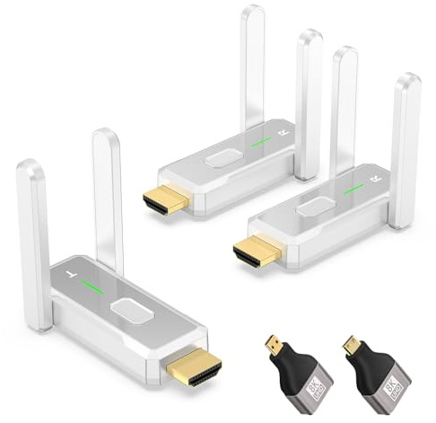 Transmisor HDMI Inalámbrico y 2 Receptores, Alcance 150m HDMI Inalámbrico, 1080P@60Hz Doble Banda 2.4G/5G para Streaming, Conferencias de PC a TVs/Monitores/Proyectores, Plug and Play