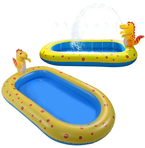 Dinosaur Inflatable Pool for Kids, Outdoor Backyard Water Play Centre with Spray Sprinkler System, 67 X 41 X 26in Kids Swimming Pool for Summer Garden Fun, Beach & Paddling Pool Toy