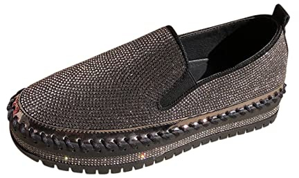 Fritidsskor dam sneakers, damskor svarta platta eleganta, halkfria platåskor tjocka bekväma runda tåområden sommarsandaler andas strandskor promenadskor, svart, 39 EU