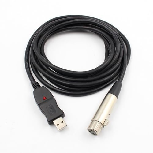 Hsupez Typ A Stecker auf XLR Buchse Mikrofonkabel, 3M, USB auf XLR Mikrofonkabel, für Lichtsteuerung, Audio, Mikrofone, Zum Anschluss an einen USB-Anschluss eines Computers