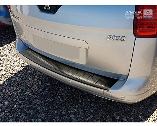 Avisa Edelstahl Heckstoßstangenschutz passgenau | kompatibel mit Peugeot 5008 2009-2016 - Schwarz
