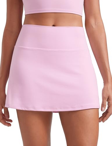 CRZ YOGA Butterluxe Taille Haute Jupe de Tennis | Short Intégré avec Poches, Extrêmement Doux, Occasionnelle, Une Ligne, Extensible, Mini, Jupe-short pour Femme