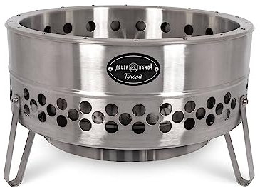 Feuerhand Tyropit Feuerschale - Feuerkorb für den Garten oder unterwegs beim Camping - standfest und mit integriertem Hitzeschild - aus robustem Edelstahl - 34,9 x 57 x 57 cm