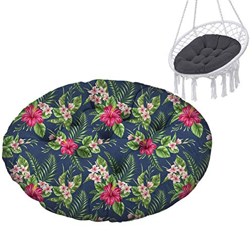 Ferocity Hängesessel Kissen, Polster Bodenkissen für Schwenksessel, Auflage für Baumwoll Hängeschaukel, Papasansessel, Hängekorb, Hängestuhl, Durchmesser 90 cm, Palm Blumen [114]