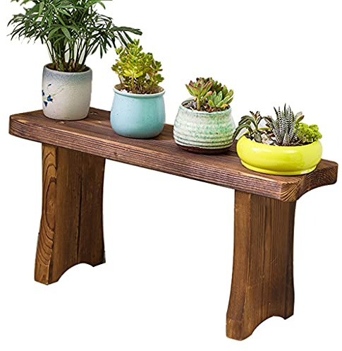 Balkon Holz Blumenständer Stufenpflanzenständer Sukkulentenständer Gartendekorationsbank Blumentopfständer (Color : Brown, Size : 60x17x30cm)