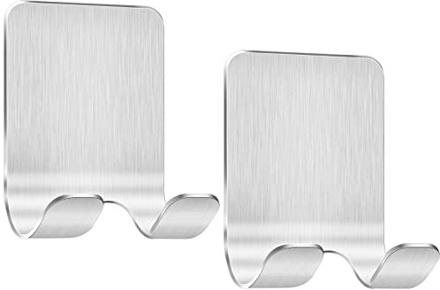 Bolatus 2 pezzi supporto per rasoio doccia, gancio autoadesivo porta rasoio doccia in acciaio inox, gancio adesivo senza foratura, gancio da bagno gancio da parete argento