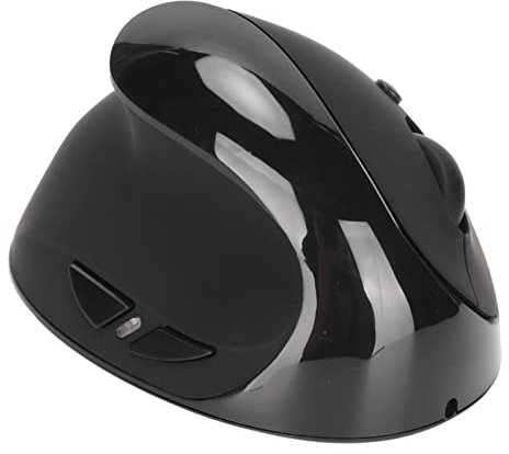 Lazmin112 Ratón Vertical Ergonómico Inalámbrico para Zurdos, Ratón de Computadora Inalámbrico Recargable 2.4G con Adaptador USB, dpi Ajustable de 3 Niveles, para PC, Computadoras Portátiles(Negro)