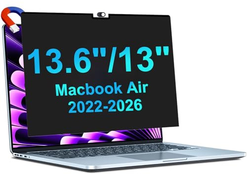 STARY Magnétique Filtre de Confidentialité pour MacBook air 13,6 Pouces (2022-2026, M2,M3,M4,M5) Filtre de Confidentialité Amovible pour Ordinateur Portable et Protection Antireflet
