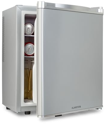 KLARSTEIN Mini Frigo de Chambre de 38L pour Boissons et Bieres, Petit Frigo Silencieux, Mini Bar Intérieur/Ext, Petit Refrigerateur Camping, Stockage de Vins, Cosmetique, Étagères Réglables, 6-18°C