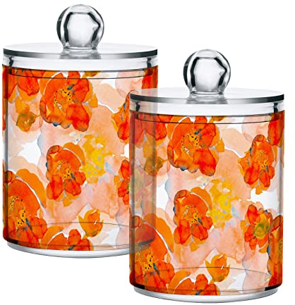 GAIREG Orange Flower 2 Stück Kunststoff Wattestäbchen Ball Pad Halter, Apothekergläser Badezimmer Zahnbürste