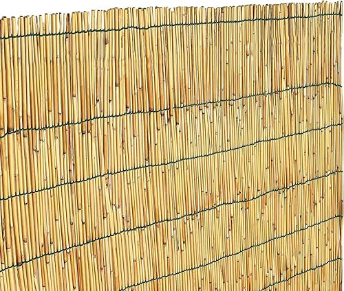 Arella In Cannette Di Bamboo Pelato Canna Bambù Naturale Da 5 mm Canniccio Arelle Recinzione Giardino Ringhiera Balcone Decorativo Terrazza Piscina Stuoia Ombreggiante (2 x 3 M)