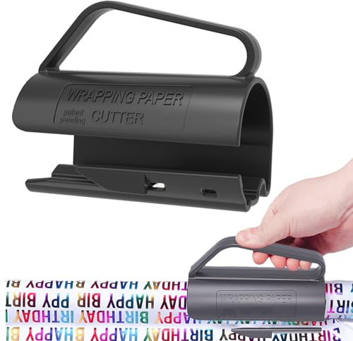 Trrrioosy Papierrollenschneider Geschenkpapier Schneider für Rollen Weihnacht Geschenkpapier Cutter Wrapping Paper Cutter für Weihnachten Geburtstag, Black