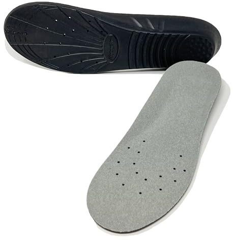 Happystep Solette Plantari Ortopedici di Gommapiuma di memoria PU, Confortevole Soletta con Supporto per Arco Imbottito, Cuscino per Fascite Plantare Ammortizzante (Grigio scuro, 42-44 EU)
