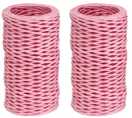 PATIKIL 164 Feet Floral Bind Wire Wrap Twine, 2 Rolls 1mm Florist Wire Iron Wire Paper Covered Vine Wrapping Binding Wire for Flower Bouquets, Pink