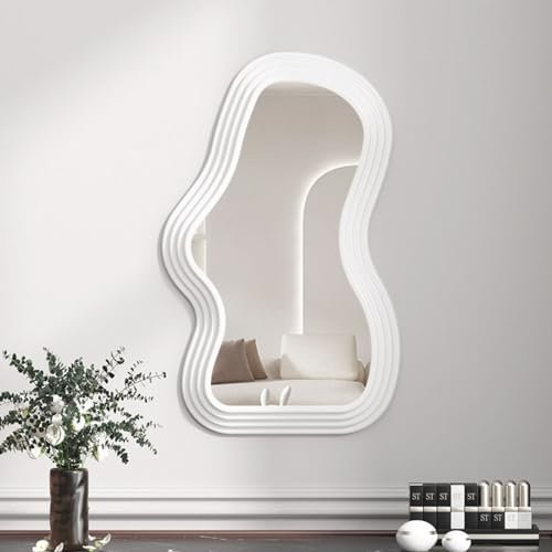 FAANAS Unregelmäßiger Wandspiegel, Tisch-/Wand Dekospiegel Schminkspiegel 16 x 9,6 Zoll Moderner Asymmetrischer Wandspiegel, White