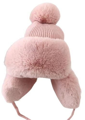 boseucn Damen Wintermütze Thermo Warme Winddicht Skifahren Mütze mit ohrenklappen Dick Strickmütze mit Fellknäueln Winter Outdoor Ski Laufen Fliegermütze Wasserdichte Trappermütze Hut mit bommel
