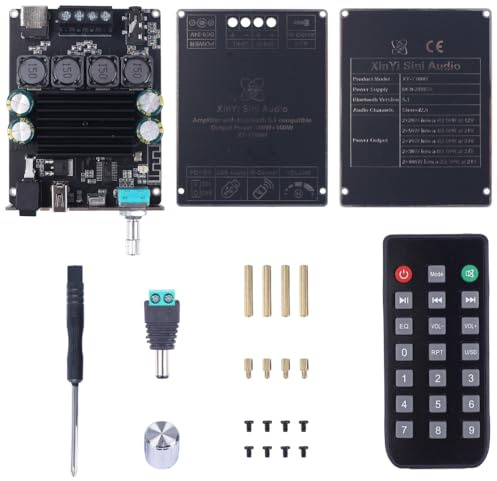 Bluetooth 5.1 Verstärkerplatine, XY-Y100H 100 W * 2 HiFi Bluetooth-Leistungsverstärker Modul Audio-Verstärker-Stereo-APP/Infrarot-Fernbedienung für DIY-Funklautsprecher