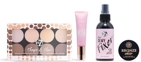 W7 The Fixer Glow Set - Dewy Finish - 4Pcs - Bronze, Contour & Secure