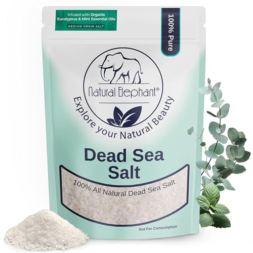 Natural Elephant Dead Sea Eucalyptus Mint Bath Salt - Bathing and Foot Soak for Energizing and Refreshing 100% Pure with Organic Eucalyptus Mint Essential Oil Medium Coarse Grain (1 lb (16 oz) Bag)