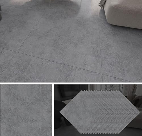 GBACHOOSE 40 Stück PVC Bodenbelag 30 x 30cm Klebefliesen, 3,6m² Vinylboden Selbstklebend Dicke 1,3 mm Laminat Selbstklebende Fliesen für Wohnzimmer, Küche, Schlafzimmer (Grau Marmor)