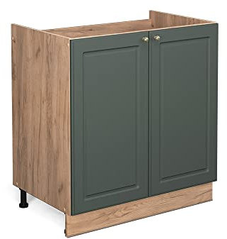 Vicco Meuble Bas sous-évier Fame-Line, Vert Or Campagne/Chêne de Force doré, 80 cm, PT Anthracite