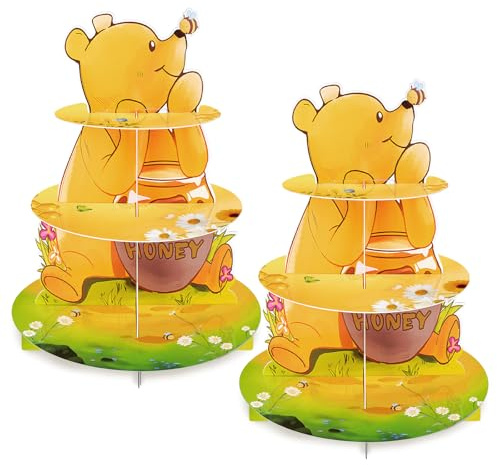 BACUTHY Winnie Babyparty-Dekorationen: Bären-Party-Tortenständer-Topper für 48 Cupcakes, Zubehör für Mädchen und Jungen