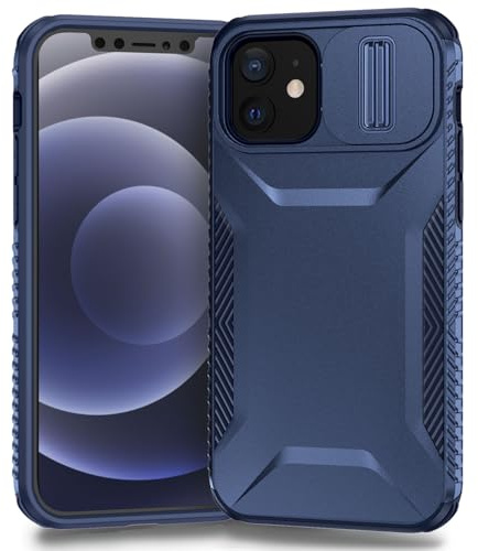 Yerebel Case for iPhone 12 Mini Case, iPhone 13 Mini with Slide Camera Cover, Military Grade Non-Slip Heavy Duty Rugged Shockproof Protective Phone Cover for iPhone 12 Mini Blue