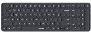 Rapoo E9310M - Kabellose Tastatur Bluetooth & 2.4G USB Wireless, Multi Device bis 4 Geräte, kompaktes Aluminium Gehäuse flach, Batteriebetrieben, QWERTZ Layout Deutsch, dunkelgrau